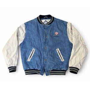 Vintage Gear NFL Alumni Madison Chapter Denim Varsity Jacket XL Blue White